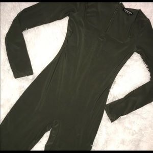 Fashion nova dark green jumpsuit